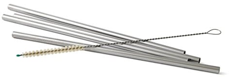 Eco Pailles XL ECO | Lot de 4 pailles Extra Longues en Acier Inoxydable + Brosse de Nettoyage | 26 cm