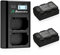 Powerextra NP-FZ100 Battery 2 Pack and Dual LCD Charger 2500mAh,Compatible with Sony A7SIII,A7iv,FX3,FX30,A6600,A7,A1,A9,A9R,A9S,A9II,A7RM3 A7RM4,A7C,A7III,A7RIII,A7RIV Li-ion Battery