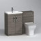 1000mm Modern Grey Elm Bathroom 2 Doors Mid-Edge Vanity Unit Basin Sink & Qubix Pan + Toilet Furniture Set