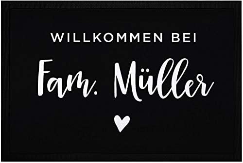 SpecialMe® Fußmatte Willkommen bei Familie [Wunschname] Herz personalisiert rutschfest & waschbar weiß 60x40cm