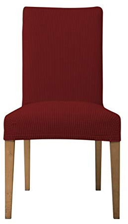 EBETA E Stuhlhussen 6 Stück, Elastische Stuhlbezug, Stretchhusse Stuhlüberzug Jacquard Hussen für Hochzeit Partys Bankett Deko, bi-Elastic Spannbezug (Weinrot, 6 Stück)