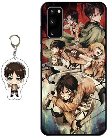 Staremeplz Hülle für Samsung Galaxy A21S Anime Handyhülle [Mit Angriff auf Titan Schlüsselbund] Cartoons Silikon Sanft Bumper Case Hülle für Samsung Galaxy A21S