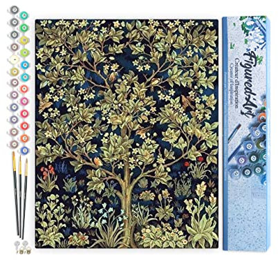 Figured'Art Malen Nach Zahlen Erwachsene Baum des Lebens - Paint by Numbers Basteln DIY Bastelset 40x50cm ohne Holzrahmen