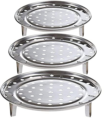 3 Piezas Soporte Vaporera Acero Inoxidable, Vaporizador Soporte Bandeja, Rejilla Vapor Redonda Acero Inoxidable, Rejilla para Vaporera Acero Inoxidable, para Utensilios de Cocina para Cocinar al Vapor
