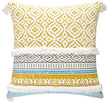 Dekokissen Couchkissen Kopfkissenbezug Sofa Kissenbezug Net Rot Koreaner Rosa Teenager-Kissen Ins Quaste Mager Kissen Sockel Mädchen Schlafsaal-45X45 cm._Gelb