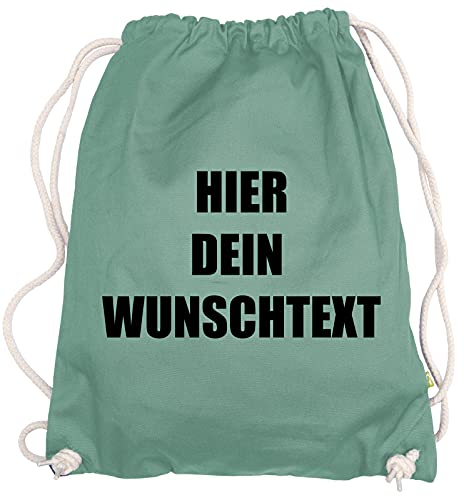 Ma2ca® Gymsac Turnbeutel/Jutebeutel Rucksack Bag Seesack mit eigenen Wunschtext Personalisieren Green