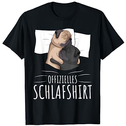 Offizielles Schlafshirt Schlafanzug Mops Hund T-Shirt