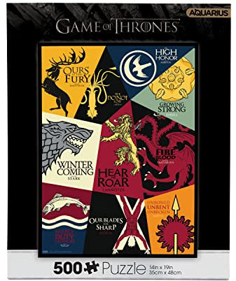 AQUARIUS Game of Thrones Motto Puzzle (500 Teile Puzzle) - Blendung Gratis - Präzision Passform - Praktisch Kein Puzzle Staub - Offiziell Lizenziert Collectibles - 14x19 Inches