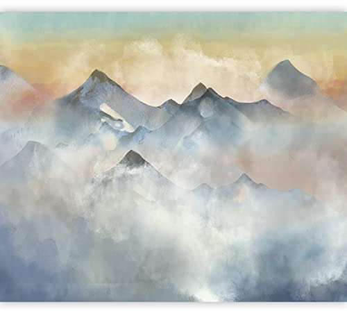 murando Fototapete selbstklebend Landschaft 343x256cm Foto Tapete Tapetenfolie Möbelfolie Wandverkleidung Wandtapete Motivtapeten Bildtapete Wohnzimmer 3d Effekt Modern Nebel Himmel Berge wie gemalt