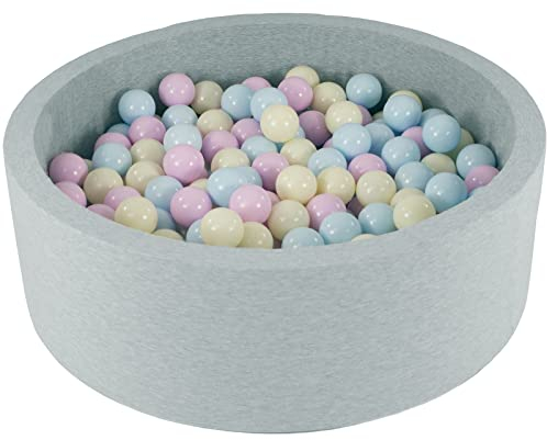 Velinda Bällebad Ballpool Kugelbad Bällchenbad Bällchenpool Kinder Pool mit 450 Bällen (Farbe der Bälle: pink, blau, gelb (Pastell))