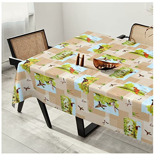 Wachstuchtischdecke Wachstuch Tischdecke abwaschbar Wachstischdecke Plastik-Tischdecken Glatt 100x140cm Schnittkante Jagd