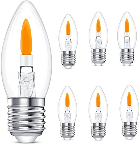 HEWA-Tech Flame Effect Light Bulbs Flickering E26 LED Bulbs for Party Patio Porch Home Indoor & Outdoor Decorations (C35E27, Retro, Glass, 6, one Size, Flame Bulb)