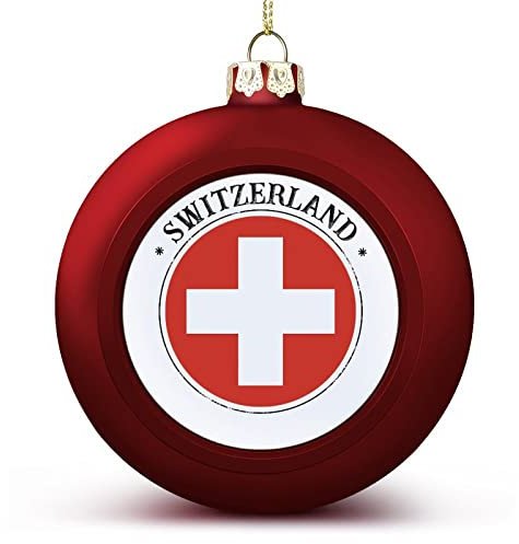 Bolas de Navidad de Suiza, adornos de la bandera nacional de Suiza, decoraciones de Navidad, bolas de árbol para decoración de fiestas de boda, bolas colgantes de Navidad, decoraciones de árbol