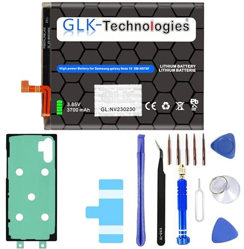 High Power Ersatz Akku kompatibel mit Samsung Galaxy Note 10 N970F EB-BN970ABU | Original GLK-Technologies Battery | accu | 3700 mAh | inkl. Profi Werkzeug Set Kit NUE