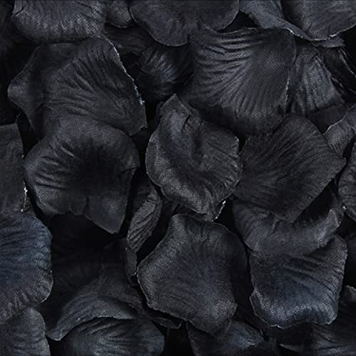 Haobase Lot de 2 000 pétales de rose artificiels pour Saint-Valentin, demande en mariage, décoration de table (noir)