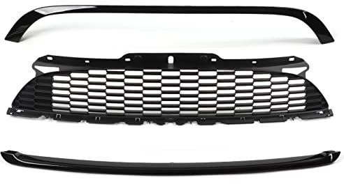 Front Bumper Grille Replacement, Honeycomb Mesh Grill Surround Cover Trim Kits for Mini Cooper R55 R56 R57 R58 R59 S JCW, ABS Inserts Mesh Glossy Black