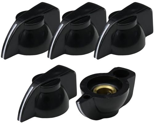 6.4mm Round Hole Small Chickenhead Guitar/Amplifier/Instrument Control Knob Pack of 5 (Black)