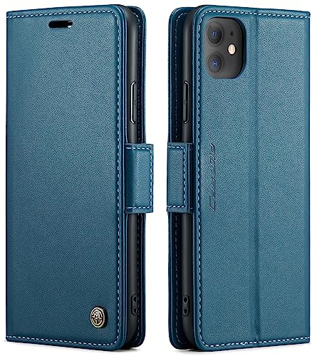 QLTYPRI Wallet Case for iPhone 11, Premium PU Leather Magnetic Flip Folio Case with [RFID Blocking] Credit Card Slots Kickstand Shockproof Protective Phone Case Cover for iPhone 11(6.1 inch) – Blue