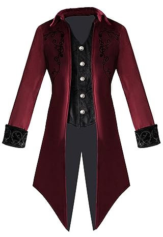 Punk Rave Herren Jacke - Herren Jacke Assassinscreed Kostüm Vintage Steampunk Gothic Jacke Vintage Viktorianischen Cosplay Kostüm Trenchcoat Karneval Halloween Weihnachten Uniform Kostüm