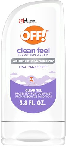 OFF! Clean Feel Insect Repellent Clear Gel with 20% Picaridin - DEET-Free Protection from Mosquitoes & Ticks, Odor-Free Pest Control For Camping - 3.8 oz