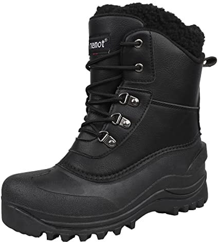 riemot Winterstiefel Damen Herren Wasserdicht Gefüttert Schneestiefel Warme Snow Boots Rutschfest Winter Schuhe, Schwarz, 39 EU