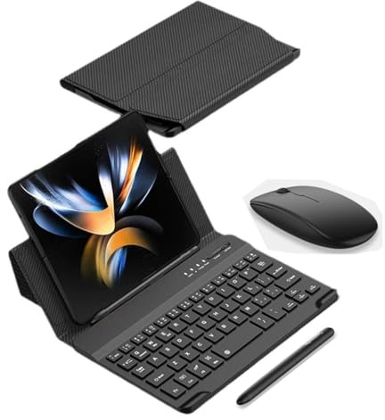 Galaxy Z Fold 5 Kabellos Tastatur- Mäuse -Set mit S Pen für Samsung Galaxy Z Fold 5 / Fold 4 Bluetooth Tastatur + Maus + Stift (Gestreift)