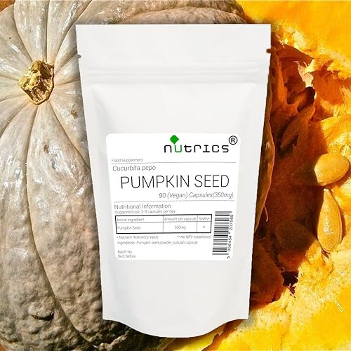 Nutrics® Pumpkin Seed 750mg - Supplement - Suitable for Vegan Vegetarian Diet – Pure - 90 Vegan Capsules (2 Months Supply) (90)