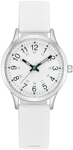 CIVO Reloj-Niña Analógico 4-10 Años-Impermeable - Correas Silicona Blanco Relojes Niños Infantil Deportivo Sencillo Luminoso Fácil de Leer Cuarzo Reloj para Niños, Regalo Niña 10 Años