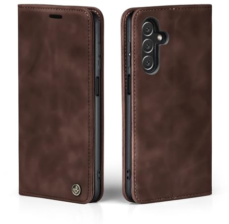 LBH Handyhülle für Samsung Galaxy A25 5G in Dunkelbraun mit Karten- und Geldfach Smartphone Hülle mit Standfunktion Flip Case Schutzhülle Magnetverschluss Vintage