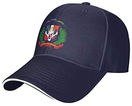 GeRRiT Wappen der Dominikanischen Republik Baseballkappe mit Entenzunge, klassische Baseballkappe – Herren und Damen, Sandwich-Hut, Schwarz, marineblau, One size