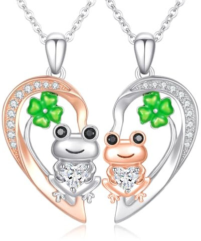 REDSUN Frosch Halskette 925 Sterling Silber Mutter-Tochter-Halskette Frosch Anhänger Halskette Tier Schmuck Geschenke für Damen Mädchen,Mutter-Geburtstagsgeschenk für Mütter 2pcs
