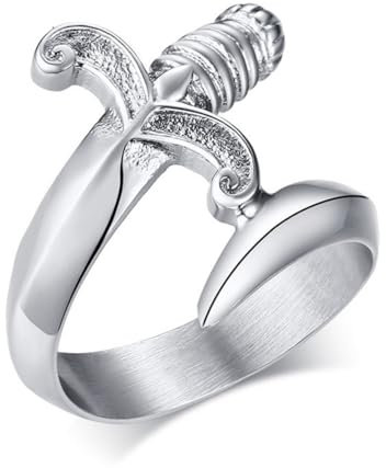 Bague de poignard unique pour hommes couleur argent en acier inoxydable Tough Man bijoux Punk couteau mâle Mister Anel Gent Alliance