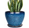 Ceramicfor 20,3 cm Keramik Pflanztopf Keramik Pflanztopf für Innen Außen Pflanzen Rund Blumentopf mit Drainageloch und Untersetzer, Blau