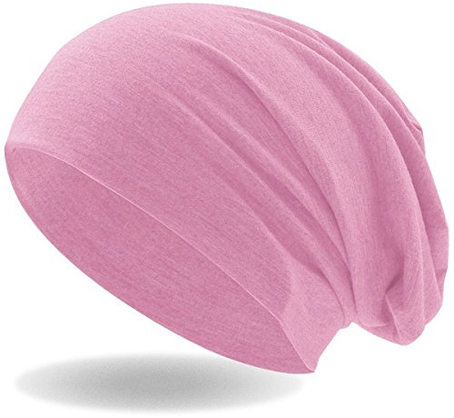 Hatstar® Klassische Slouch Long Beanie Mütze | leicht und weich | für Damen und Herren | Übergangsmütze für Frühling und Sommer (rosa)