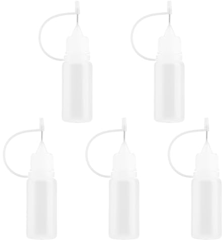 GroveEss 5PCS Needle Tip Glue Bottle,10ml Precision Tip Applicator Bottles,Needle Bottle Applicators Liquid Dropper Filling Bottles for DIY Quilling Craft Small Gluing Projects