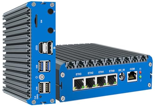 Firewall Micro Appliance N100 DDR5 16GB 256GB NVMe SSD, Lüfterloser Firewall Appliance Mini PC, Firewall VPN Server, Kompatibel mit pfSense/OPNsense/OpenWrt/Proxmox/AESNI