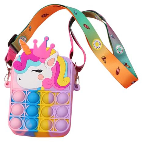 Mädchen Umhängetasche Pop it Bag, Silikon Press Bubble Kleine Geldbörse, Fidget Handtasche mit verstellbarem Schultergurt zum Stressabbau für Erwachsene und Kinder, Kindergeburtstagsgeschenk