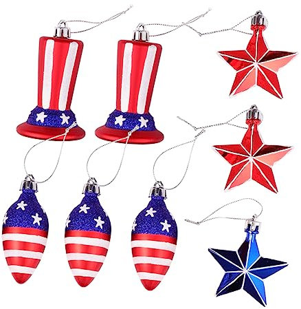 TOPBATHY Patriotische Anhänger Aus Langlebigem Material 8 Stück Usa Flaggen Ornament Für Unabhängigkeitstag Weihnachtsbaum Und Partydekoration