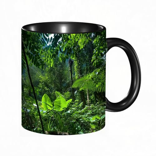 reyawdf Original Tasse mit lustigem Design,Palme und Vegetation der wunderschönen Insel Bali Indonesien,330ml, für Kaffee- und Teeliebhaber, als Geschenk für Weihnachten, Geburtstag und mehr