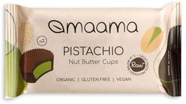 MAAMA, Nut Butter Cups - Prodotto dolciario con ripieno morbido al pistacchio - Biologico, Vegano, Senza Glutine - Confezione composta da 5 unità da 2x12g ciascuno