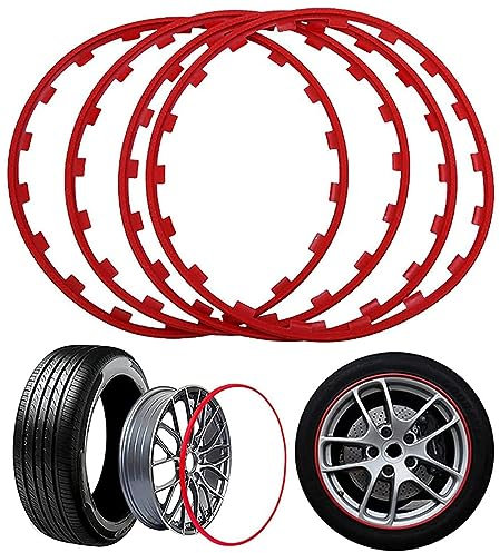 VAYEODEYU Felgenschützer, Roter Felgenschutz for Leichtmetallfelgen – 15 Zoll, 16 Zoll, 17 Zoll, 18 Zoll, 19 Zoll, 20 Zoll, 21 Zoll, 22 Zoll – Leichtmetall-Reparatursatz zur Wiederherstellung von Abnu