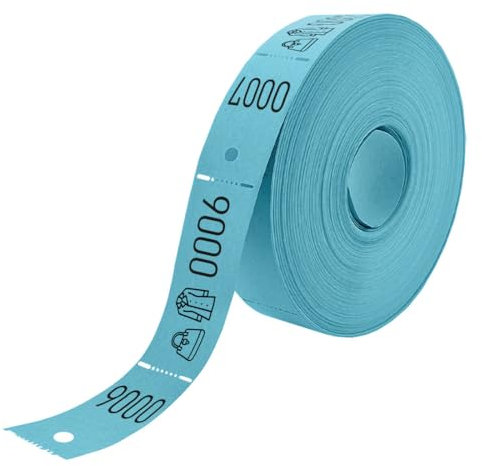 CombiCraft Garderobenummern auf Rolle Blau mit Tasche-/Jacke Symbol - 500 Abrisse pro Rolle - Mit praktischem Aufhängeloch - Ideal für eine organisierte Garderobe bei Veranstaltungen