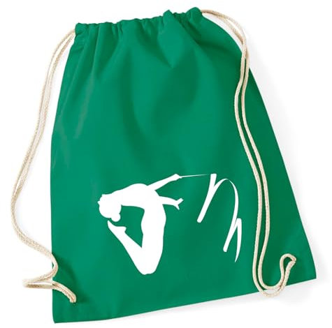 Huuraa Sportbeutel Rhythmische Sportgymnastik Silhouette Geschenk 12 Liter Kelly Green Baumwolle Rhythmische Sportgymnastik Präsent