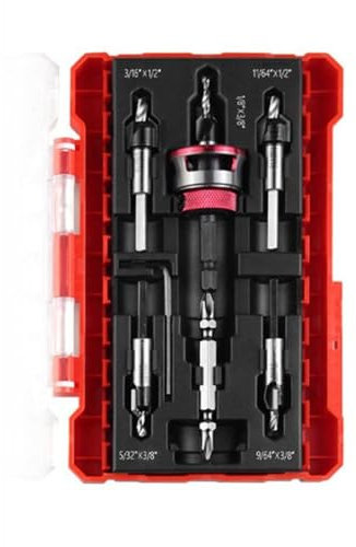 5pcs Countersink Drill Bit Set, Countersink Drill Bit with Depth Stop, Four-Edge Countersink Bits with HSS M2 Tapered Bits for Wood, Plastic, Woodworking