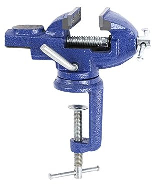 HOMSFOU 360-Grad-Mini-Klemmschraubstock, drehbar, flach, Tischwerkzeug für Heimwerker, Handwerk, Schmuck, Holzbearbeitung und Fräsprojekte, tragbar und langlebig, Blau