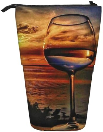 YFSGDLBN Trousse à crayons télescopique verticale Motif verre à vin Coucher de soleil