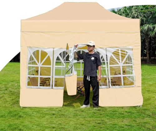 FORRTY Schwerlast Pop Up Pavillon Mit 4 Seitenwänden Faltpavillon Mit Klar Sichtfenstern Wasserdichtes Partyzelt Gartenpavillon for Terrasse BBQ Camping Marktstand Event Outdoor(2X3m)