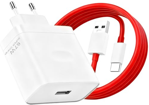 Chargeur Rapide 67W SUPERVOOC avec Câble USB-C 6A 1,5M, Chargeur Compatible avec Oppo, OnePlus, RealMe – Adaptateur Secteur Warp Charge 67W pour Reno 13/12FS, Find N3, 13, Nord CE 4, 12 Pro+