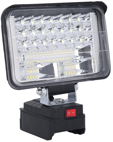 Jeffergarden Kabellose LED-Arbeitslampe, Breites Strahl-Flutlicht, Baustellenbeleuchtung, 48 W, 6800 Lm, für 20-V-, Zwei Stufen Einstellbar mit USB, Superhell, Schnelle Wärmeableitung, Wasserdicht und