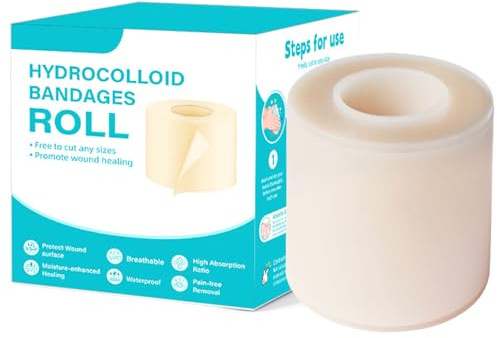 Hydrokolloid Pflaster Rolle,Silikon Narbenpflaster Pickel Patch Rolle,Hydrokolloidrolle Zuschneidbar, Wasserfest Atmungsaktive Hautfreundliche Wundverbände für Schnittwunden Kratzer Narben (5cm *1m)
